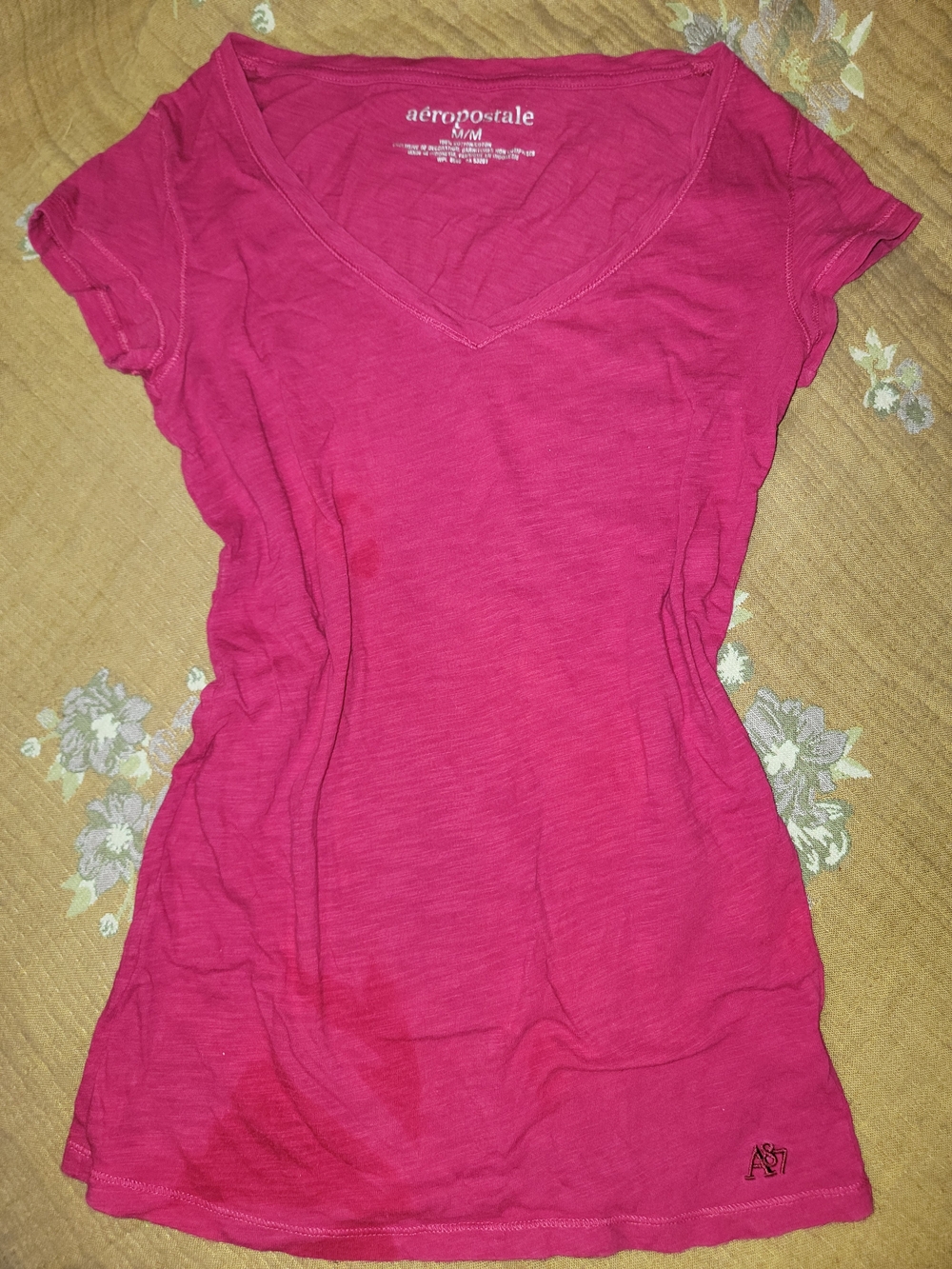 Aeropostale Women's V-Neck Short Sleeve Tee - Hot Pink
